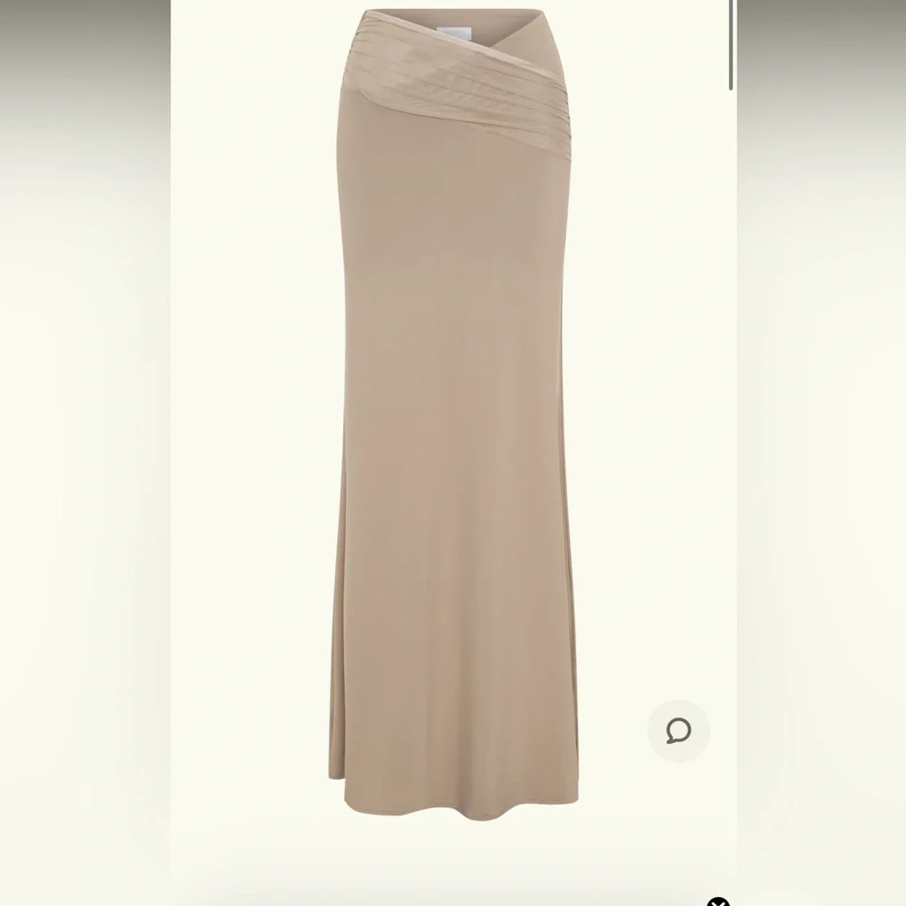 (SOLD) Meshki ~ Jules ~ Recycled Nylon And Mesh Maxi Skirt - Taupe - Picture 8 of 10